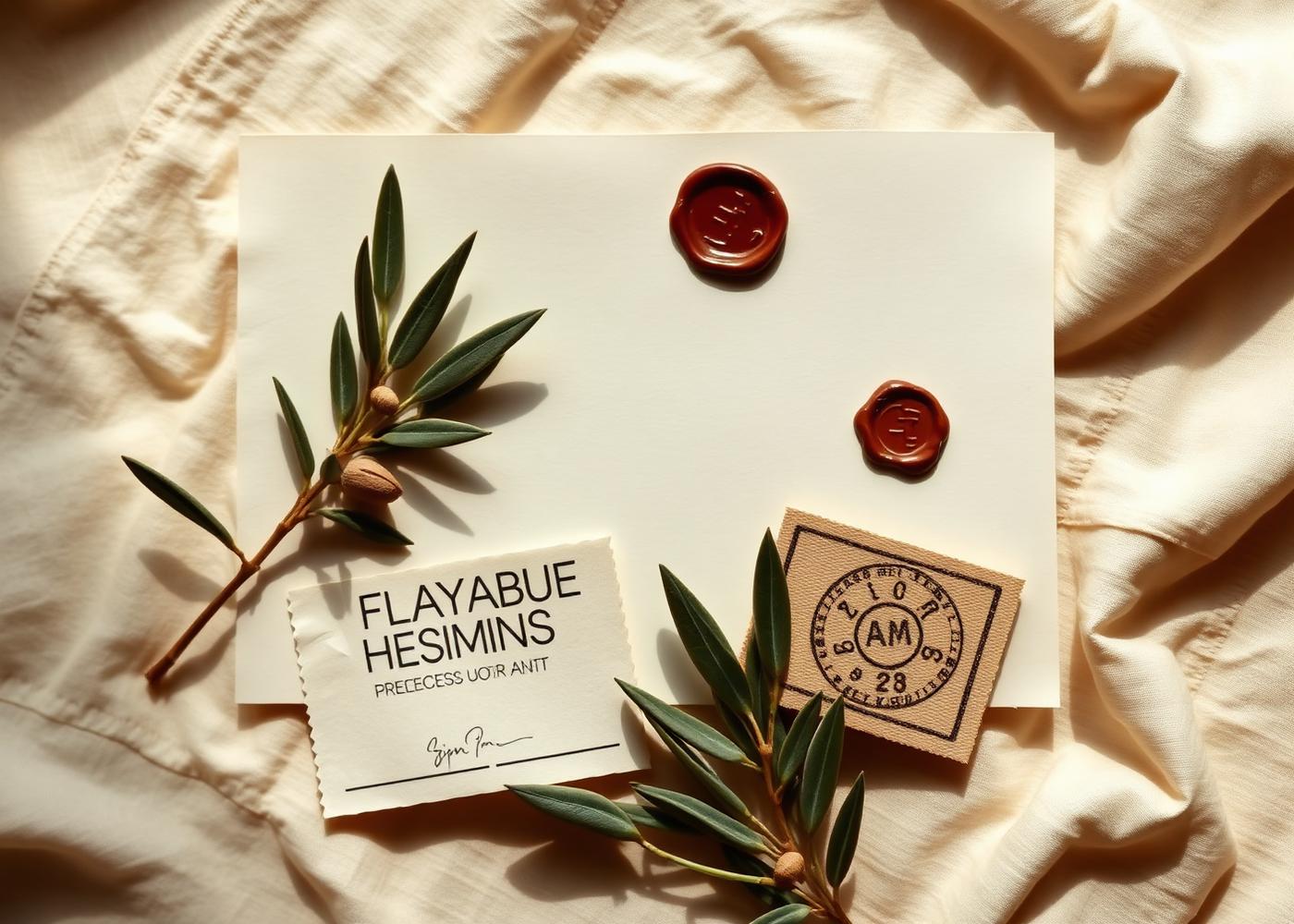 Documento di certificazione con sigillo di ceralacca e ramoscello di ulivo